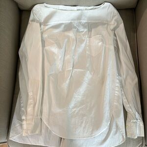 White boatneck button back shirt